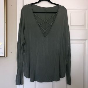 Forget 21 3x cross cross sage long sleeve top